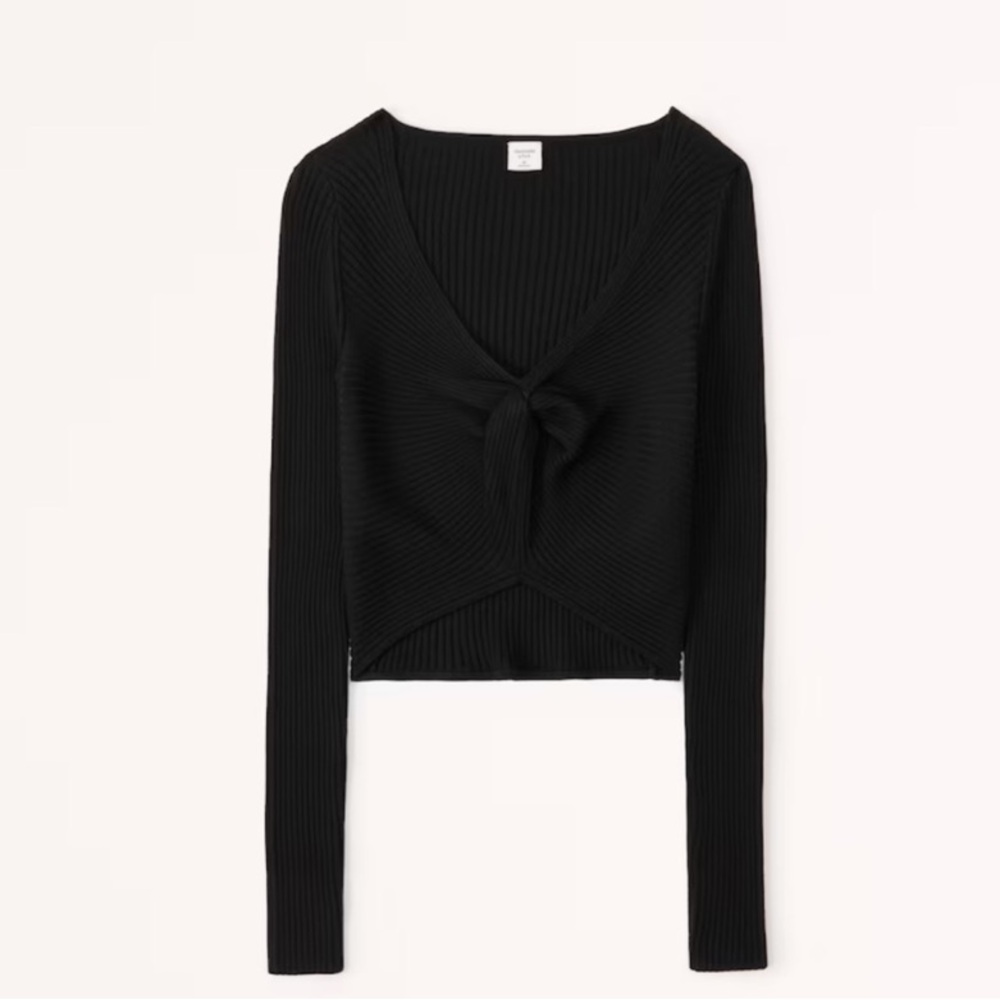 Abercrombie & Fitch Black twist Front V-Neck Sweater
